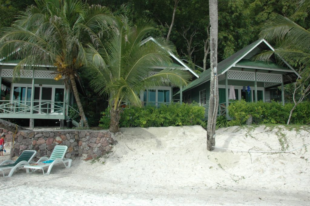 View of the row of beach front chalets